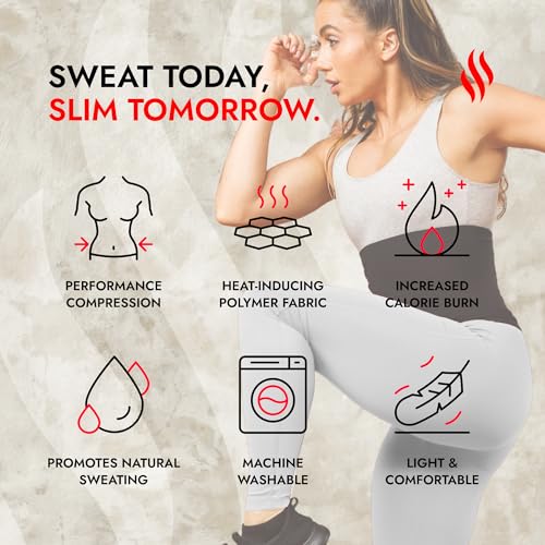 Sweat Shaper Waist Trimmer for Women, Waist Trainer Sauna Belt, Neoprene-Free Waist Cincher, Sauna Slimming Belt (Black, X-Small)