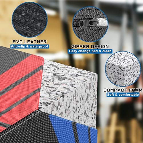 Heavy Foam Plyometric Jump Box, 3 in 1 Plyo Box with Non-Slip Surface, Box Jumps for home Gym, Box-Squat, Step-up, Jumping, Trainer for Workout Exercise, Multiple Size