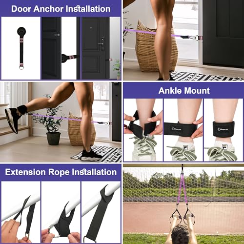 Portable Pilates Bar and Resistance Band Set with Handles. Multifunctional Family Gym with Door Anchor, Ankle Strap and Extended Rope - with Fitness Poster and Exercise Video