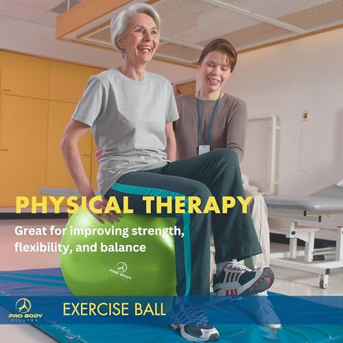 ProBody Pilates Ball Yoga Ball Exercise Ball, Balance Ball or Pregnancy Ball for Stability, Yoga Ball Chair, Therapy Ball Workout Ball or Birthing Ball for Pregnancy (Lime, 55 cm)