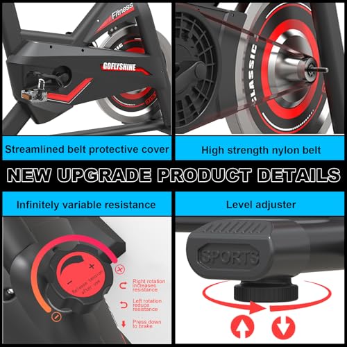 GOFLYSHINE Exercise Bikes Stationary,Exercise Bike for Home Indoor Cycling Bike for Home Cardio Gym,Workout Bike with pad Mount & LCD Monitor,Silent Belt Drive
