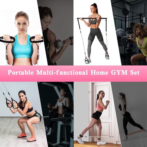 Pilates Bar Kit with Resistance Bands,Bbtops Pilates Flexbands Kit Exercise Fitness Equipment for Women & Men Home Gym Yoga Pilates,Multifunctional Pilates Bar Full Body Workout Equipment Black