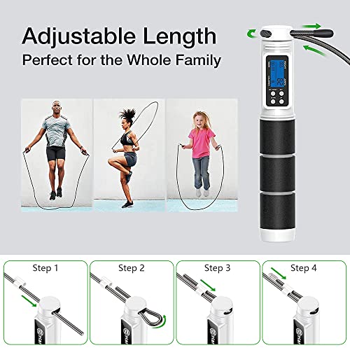 Jump Rope, H Handio Jump Rope with Counter, Workout Jumping Rope with Steel Ball Bearings, Adjustable Length Speed Skipping Rope for Men Women Kids Home Gym, Crossfit, Fitness Exercise