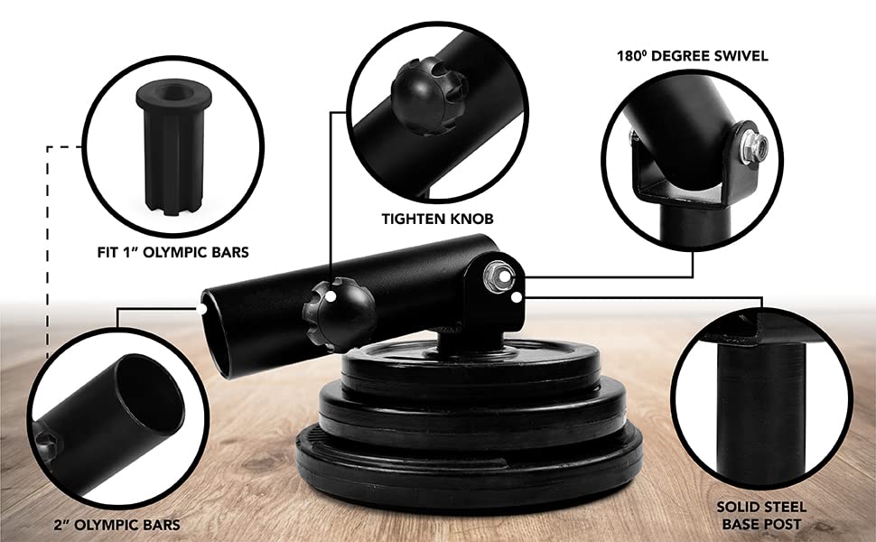 Yes4All T-Bar Row Plate Post Insert Landmine – Fit 2” Olympic Bars – Full 360° Swivel & Easy to Install (Black)