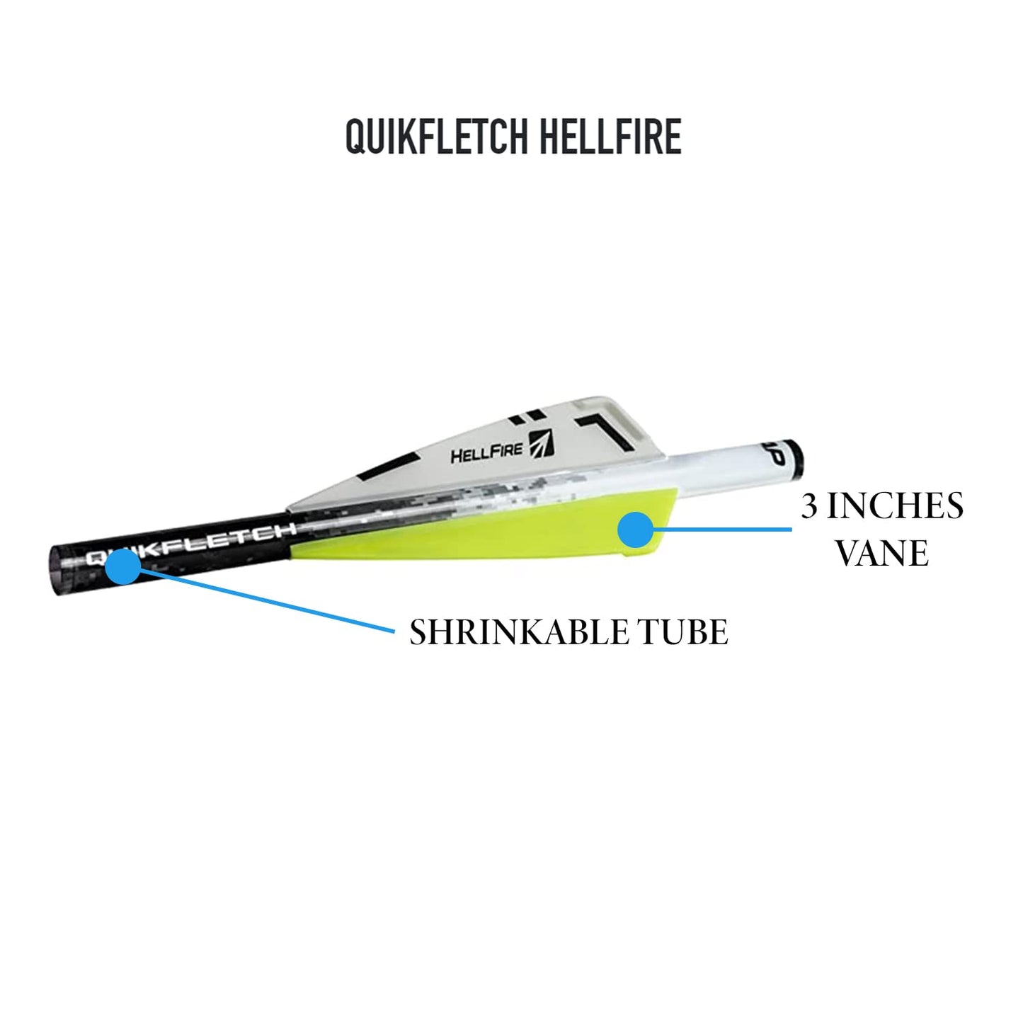 New Archery Products NAP Quickfletch Hellfire STD 3" Vanes Arrow Fletching System White and Yellow...