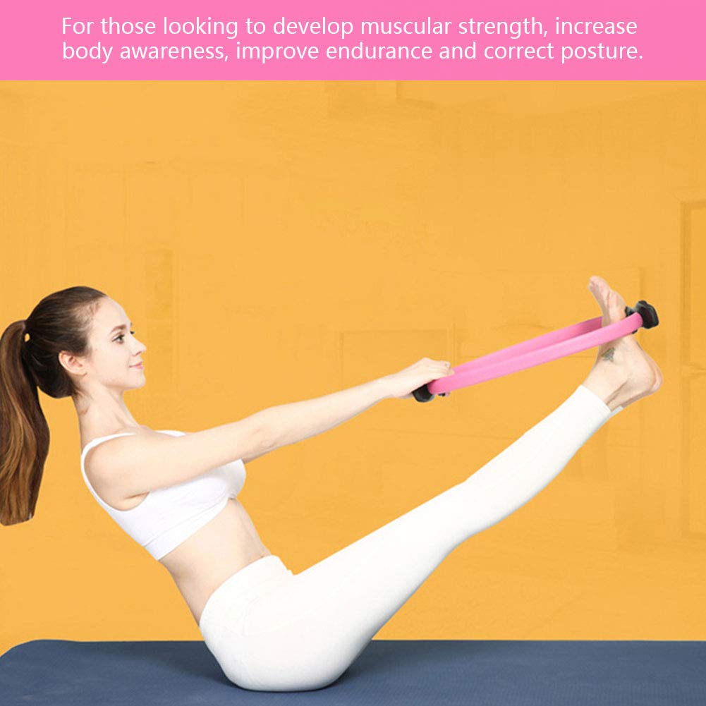 Gavigain Yoga Circle 4 Color Double Grip Yoga Pilates Ring Resistance Circle Portable Fitness Circle for Thigh and Leg Fitness Muscle Lines (Pink)