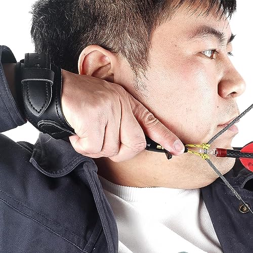 SPG Bow Release for Compound Bow, Comfortable Wrist Strap Archery Release Trigger for Arrow Release, Adjustable Compound Bow Release Aids 360° Rotate Caliper with Foldback Design (Black)