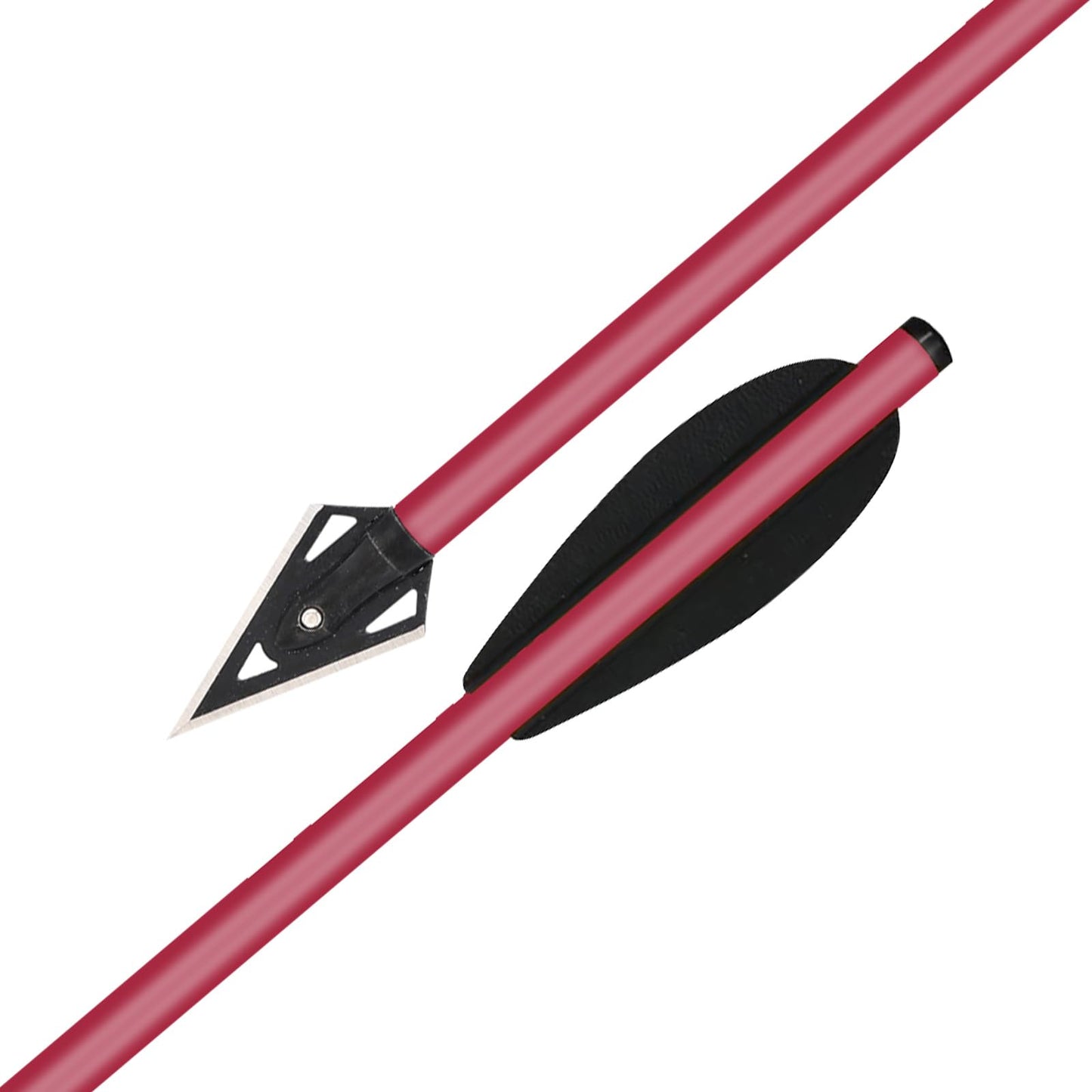 HUNTSPM Mini Crossbow Bolts Aluminium Crossbow Arrows 6.3" Sharp Broadhead Tips Hunting Arrows for 50-80lbs Mini Crossbow Archery Pistol-Hunting Shooting Target Practice (12PCS Red)