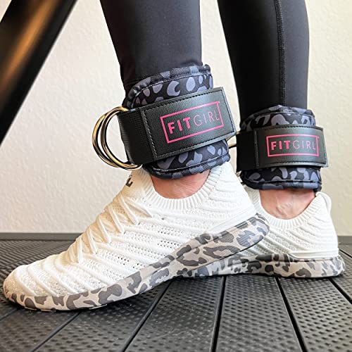 FITGIRL - Ankle Strap for Cable Machines and Resistance Bands, Work Out Cuff Attachment for Home & Gym, Glute Workouts - Kickbacks, Leg Extensions, Hip Abductors, for Women Only (Cocoa Brown, Pair)