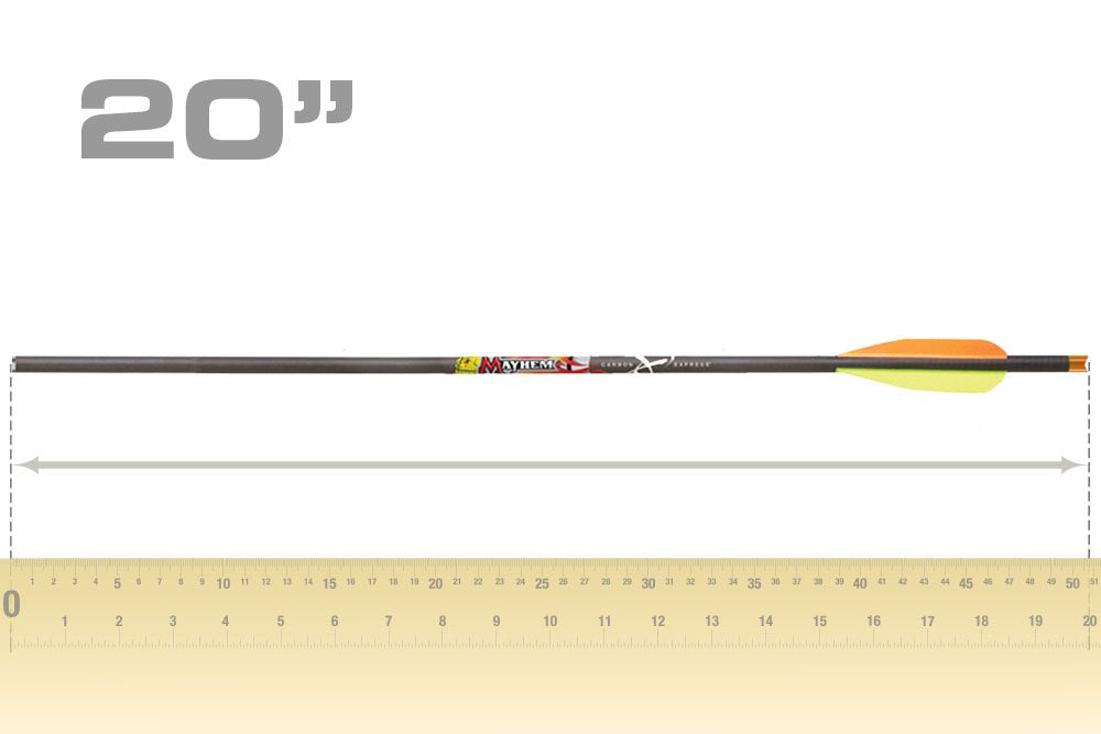 Carbon Express Mayhem 22-Inch Fletched Carbon Crossbolt/Crossbow Arrow with 3-Inch Vanes, 6-Pack