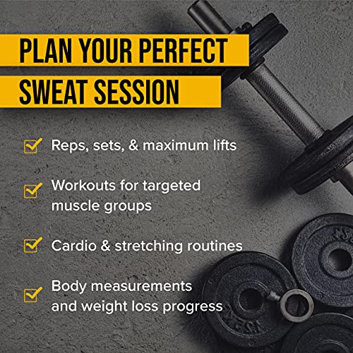 Workout Log Book & Fitness Journal - 25-Week Designed by Experts, w/ Illustrations : Track Gym, Bodybuilding & Crossfit Progress : Sturdy Binding, Thick Pages & Laminated, Protected Coverm, Pack of 2