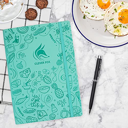 Clever Fox Food Journal Pro – Diet & Wellness Planner for Women & Men – Weight Loss Diary with Calorie Tracker – Food Log for Tracking Meals, Exercise & Weightloss - Undated, 7" x 10" Turquoise