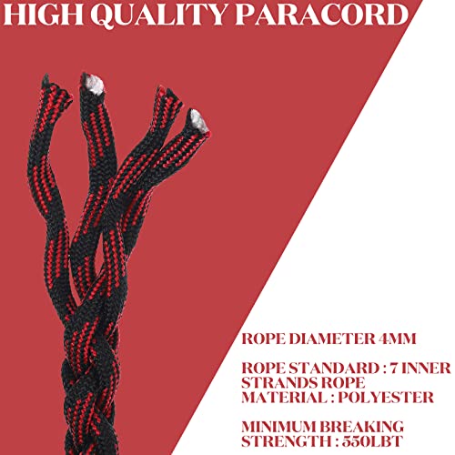 Frienda 2 Set Heavy Duty Paracord Lanyard Necklace Whistles Strap Braided 550 Keychain Lanyard for Outdoor Activities (Black and Red Camo)