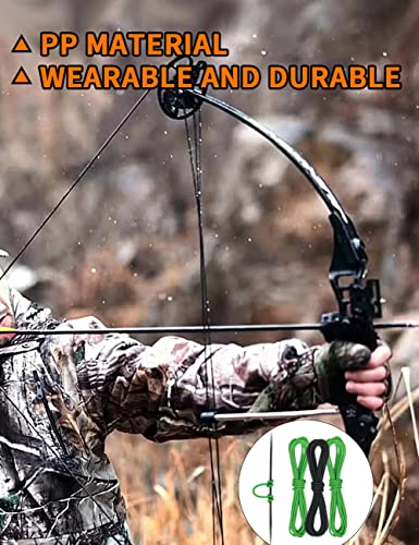 THREE ARCHERS Archery D Loop Rope for Compound Bow D Ring Buckle Release Nocking Loop Material(Pack 3) Bowstring Serving Thread D Loop Buckle (2 Green+Black)