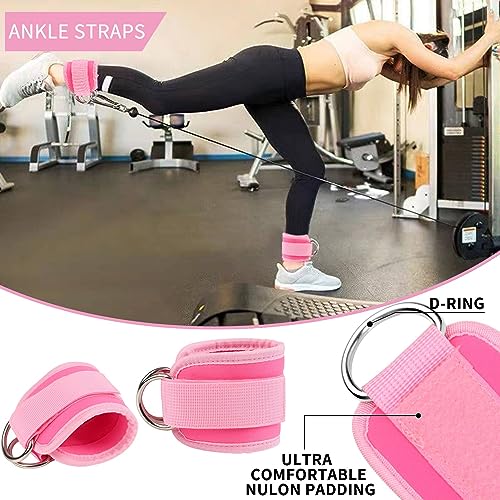 SINYWAY Barbell Pad Set, 9 Pcs Barbell Squat Pad for Hip Thrusts, Lunges, Leg Day with 2 Gym Ankle Straps, 3 Hip Resistance Bands, 2 Lifting Strap, Barbell Pad and Carry Bag