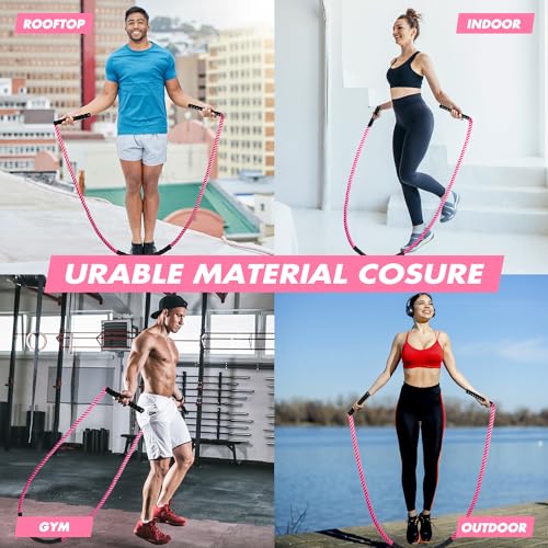 Jump Rope, Weighted Jump Rope for Women, 1.5LB Adult Skipping Rope for Fitness, Home Gym Workout Equipment, Heavy Exercise Jumpropes for Weight Loss, Shape body, Strength Training, Total Body Workout