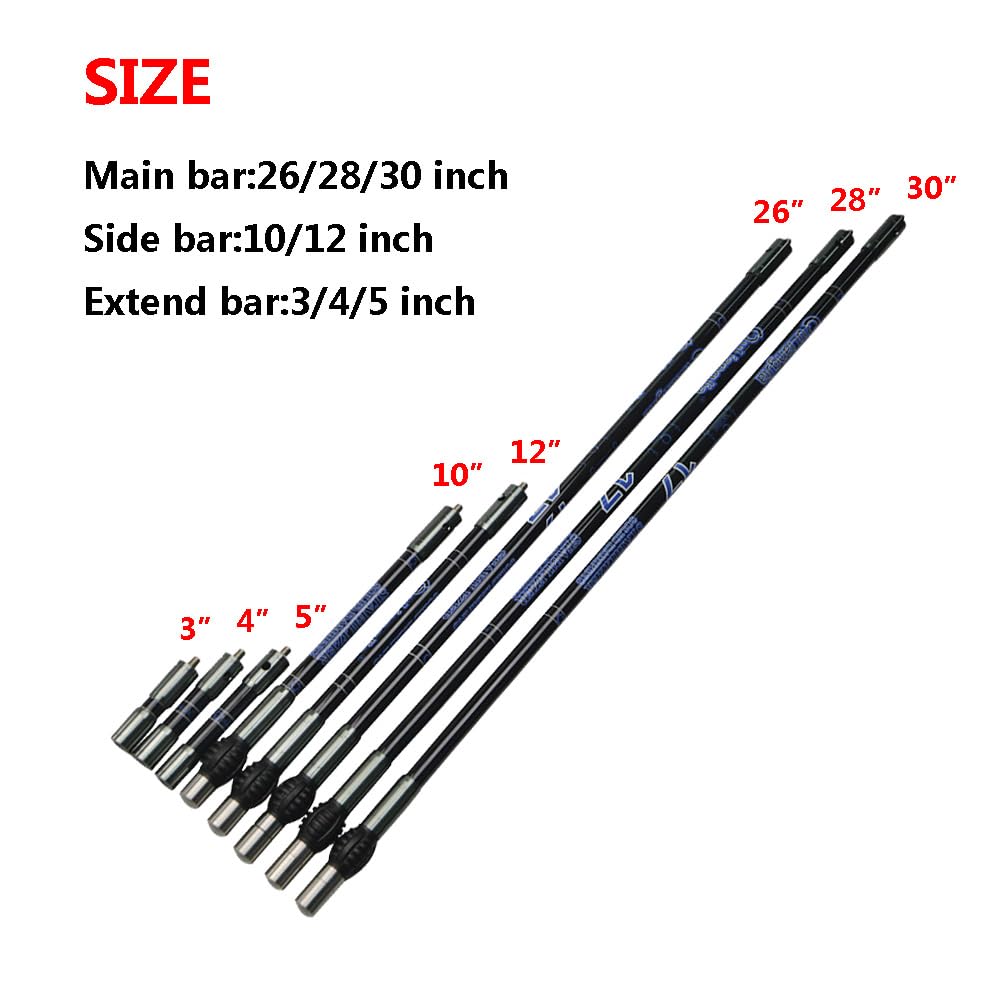 AMEYXGS 3/4/5/10/12/26/28/30 Inch Carbon Fiber Bow Stabilizer Balance Bar Stabilizer Extension Pole Rod Bow Stabilizer for Recurve Bow and Compound Bow (Blue 30 inch)