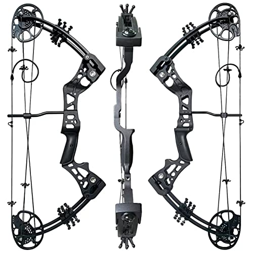 PANDARUS Compound Bow Set 15-45lbs for Pull Beginner and Teens Right Handed Adjustable 18"-29" Draw Length, 320 FPS Speed, Hunting Bow Archery Set New 2024(Black Right Handed)