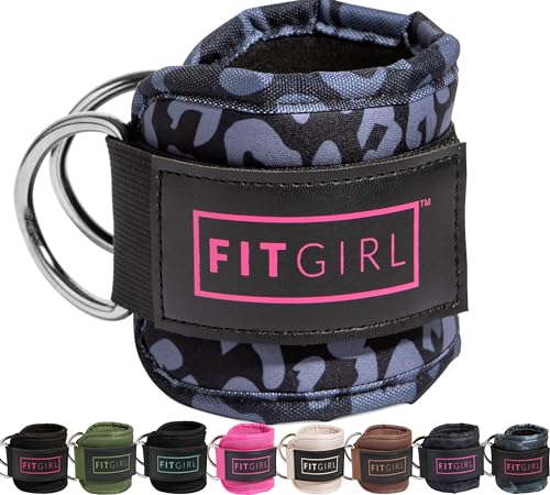 FITGIRL - Ankle Strap for Cable Machines and Resistance Bands, Work Out Cuff Attachment for Home & Gym, Glute Workouts - Kickbacks, Leg Extensions, Hip Abductors, for Women Only (Cocoa Brown, Pair)