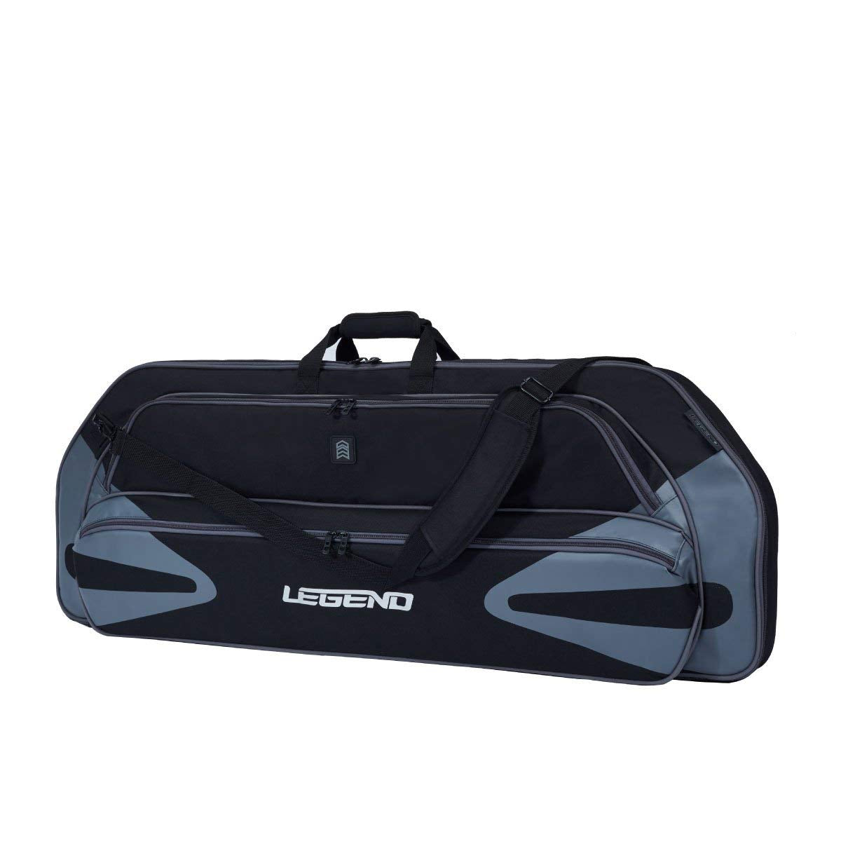 LEGEND Monstro Professional Soft Compound Bow Case - Travel Archery Case with Shoulder Strap, Foam Padding & Safe Storage for Archery Accessories -37" Arrow Tube Holder Pocket, 44" Interior-Black/Grey