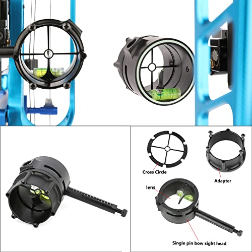 Single Pin Bow Sight Compound Bow Sights with 4X 6X 8X Magnifier Lens 1 Pin Bow Sight Archery Hunting Sighting Suitable for Right Handed Archers (4X Lens Bow Sight)