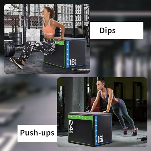 BalanceFrom 3 in 1 20 Inch 24 Inch 16 Inch Foam Plyometric Box Jumping Exercise Jumping Trainer, Black & White, 10-Pound