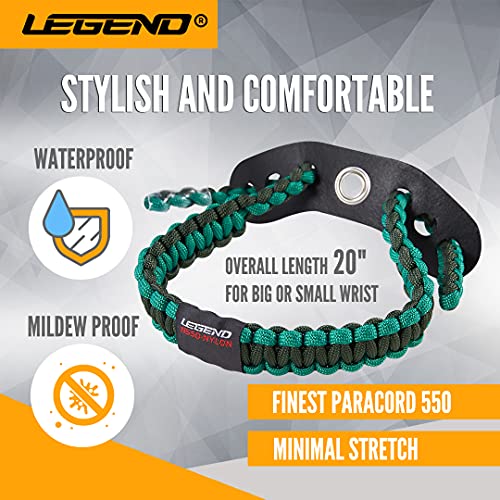 LEGEND 550 Paracord Bow Wrist Sling - Compound Bow Stabilizer & Hand Loop Carrier for Bow Hunting - Adjustable Wrist Strap with Durable Leather Yoke, Strong Metal Grommets - Archery Accessories & Gear