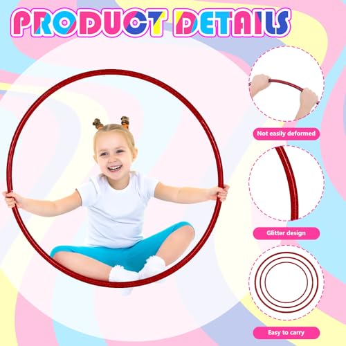 Syhood 6 Pcs Glitter Plastic Exercise Hoop Fitness Circles Fitness Hoop Exercise Rings for Party, Game, Sports, Pilates, Exercise, Playing, Weight Loss Accessories