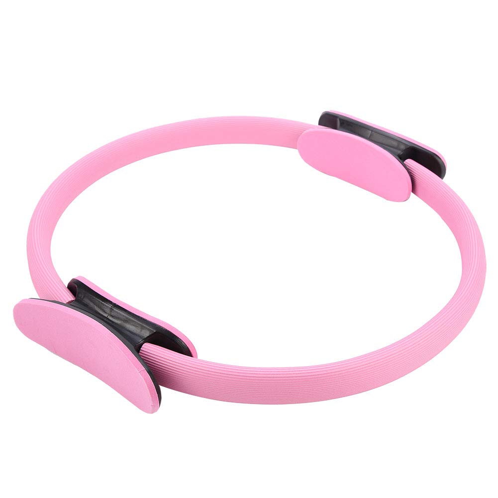 Gavigain Yoga Circle 4 Color Double Grip Yoga Pilates Ring Resistance Circle Portable Fitness Circle for Thigh and Leg Fitness Muscle Lines (Pink)