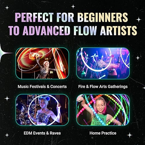 UltraHoop Remote LED Hoop - Wireless Control 60 Color Changing LED Lights w/ 300+ Modes & Patterns - Rechargeable Battery, HDPE Collapsible, Advanced to Beginner Hoola Hoops - 34” x 3/4" OD - UltraPoi