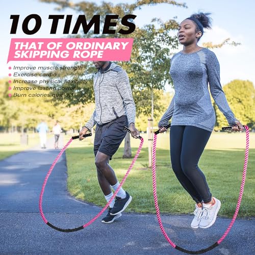 Jump Rope, Weighted Jump Rope for Women, 1.5LB Adult Skipping Rope for Fitness, Home Gym Workout Equipment, Heavy Exercise Jumpropes for Weight Loss, Shape body, Strength Training, Total Body Workout