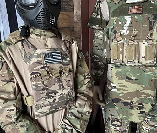 Childrens Tactical Airsoft Paintball Kids Vest, Free US Flag Patch, Mil Spec PALS Laser cut Molle Modular w/Mag Pouches (Multi-cam)