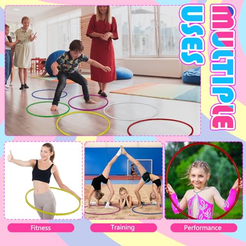 Syhood 6 Pcs Glitter Plastic Exercise Hoop Fitness Circles Fitness Hoop Exercise Rings for Party, Game, Sports, Pilates, Exercise, Playing, Weight Loss Accessories