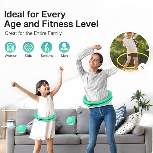 ZIBTREK Infinity Weighted Fitness Hoop for Adults, Smart Hula Circle Hoops with 32 Detachable Knots, Adjustable Waist Ring with Auto-Spinning Ball, Designed for Home Workouts and Full-Body Exercise