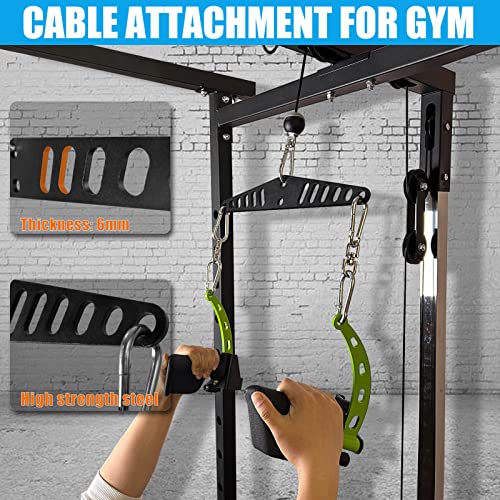 KORIKAHM Multi-Grip LAT Pull Down Bar for Home Gym Fitness, Spreader Plate LAT Pulldown Attachments for Pulley System Cable Machine, Double to Single Cable Attachment Exercise Handle (Mini BAR)