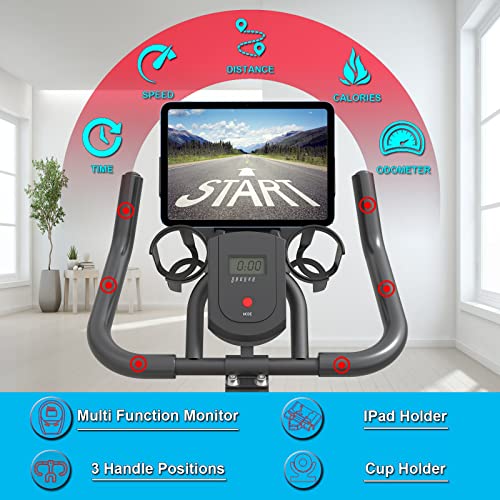 GOFLYSHINE Exercise Bikes Stationary,Exercise Bike for Home Indoor Cycling Bike for Home Cardio Gym,Workout Bike with pad Mount & LCD Monitor,Silent Belt Drive