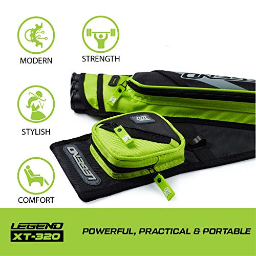 Legend XT320 Archery Quivers - Left Handed Nylon Hip Quivers with 3 Arrow Tube Cases for Target Shooting - Adjustable Waist Belt, T-Slot, Compartments for Accessories, Tools, Release Tab - Blue