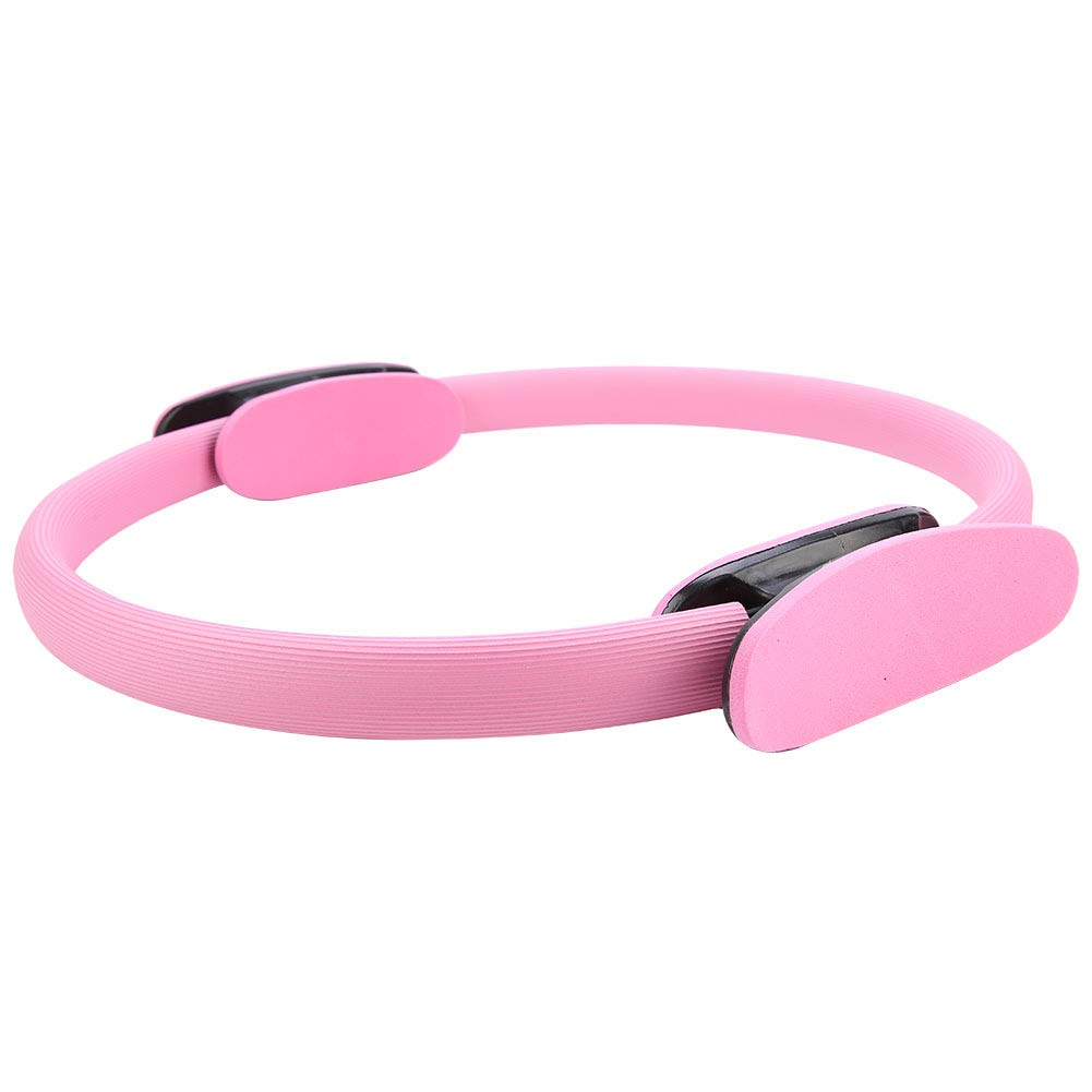 Gavigain Yoga Circle 4 Color Double Grip Yoga Pilates Ring Resistance Circle Portable Fitness Circle for Thigh and Leg Fitness Muscle Lines (Pink)