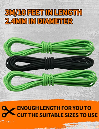 THREE ARCHERS Archery D Loop Rope for Compound Bow D Ring Buckle Release Nocking Loop Material(Pack 3) Bowstring Serving Thread D Loop Buckle (2 Green+Black)