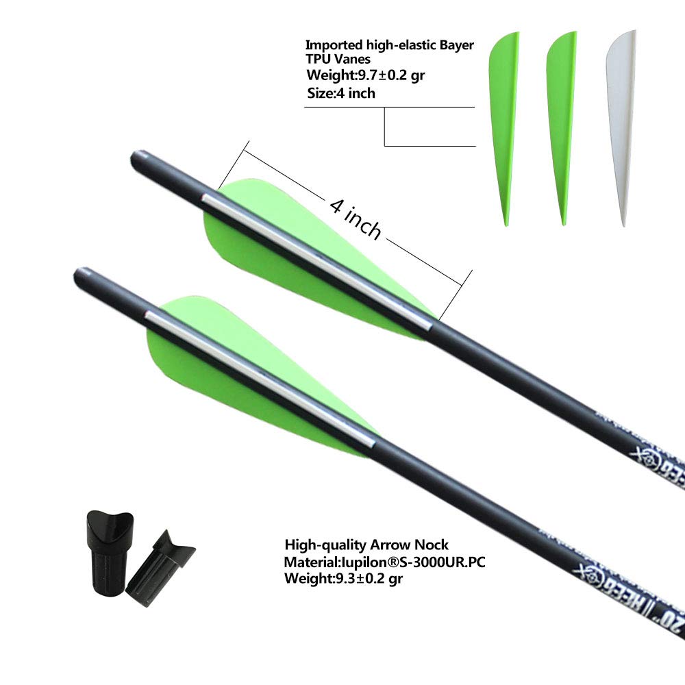 REEGOX 20 inch Crossbow Bolts Bio with 4-Inch Vanes(Pack of 12)
