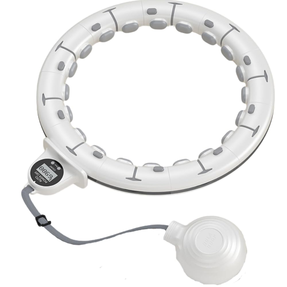 Weighted Hula Circle Hoops for Waist Size 26" to 43" with Waist Trainer, Infinity Fit Hoop for Adults Weight Loss, Smart Waist Fitness Circle for Women and Beginners (White)