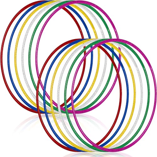 Syhood 6 Pcs Glitter Plastic Exercise Hoop Fitness Circles Fitness Hoop Exercise Rings for Party, Game, Sports, Pilates, Exercise, Playing, Weight Loss Accessories