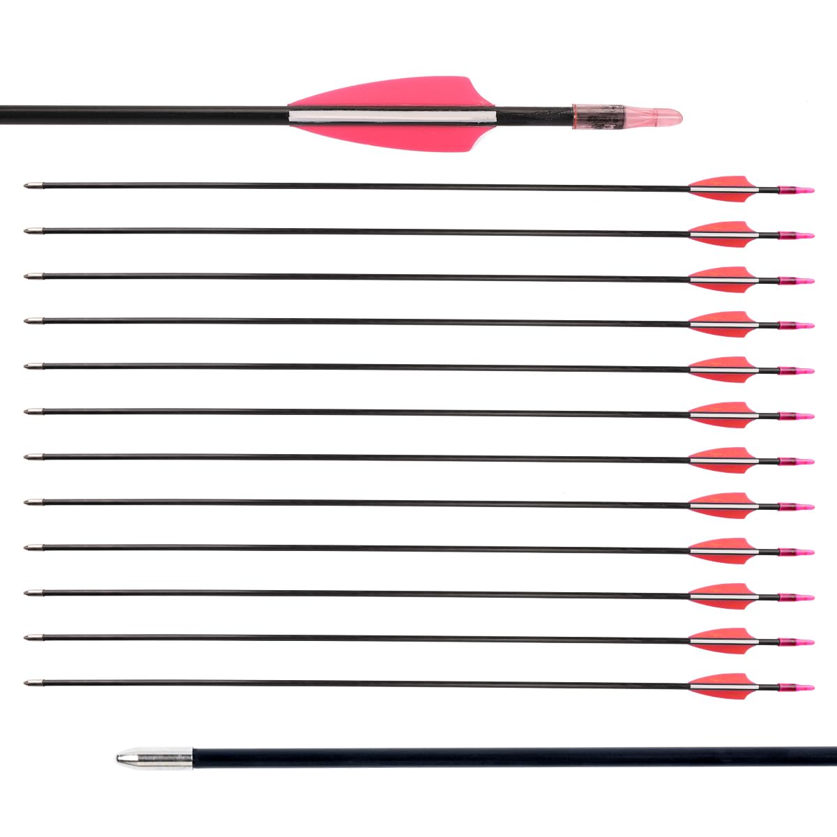 LWANO 28" Fiberglass Arrows - Archery Practice Target Arrows with Blunt Tips Durable Shaft for Youth Kids Children Beginners on Recurve&Long Bows(Pack of 12) (Pink, 28inch-12pc Arrows)