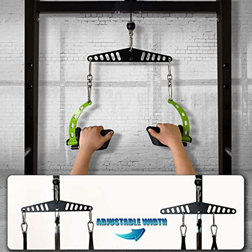 KORIKAHM Multi-Grip LAT Pull Down Bar for Home Gym Fitness, Spreader Plate LAT Pulldown Attachments for Pulley System Cable Machine, Double to Single Cable Attachment Exercise Handle (Mini BAR)