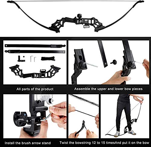 Monleap Recurve Bow and Arrows for Adults 51" Archery Set Right Hand Longbow 30-50lb Aluminum Alloy Riser Takedown Bow Arrow Quiver Bow Sight for Beginner to Intermediate Shooting Hunting (30 pounds)