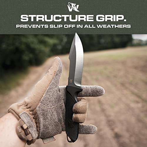 ODENWOLF WOLF-I Full Tang Survival Knife with Sheath - Stylish Tactical Fixed Blade Knife - Made of 440C Steel - Bushcraft and Camping Knife Survival - Perfect EDC Outdoor Knife with TPE Handle