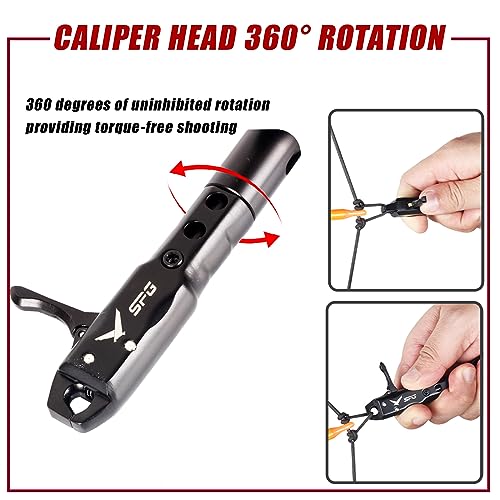 SPG Bow Release for Compound Bow, Comfortable Wrist Strap Archery Release Trigger for Arrow Release, Adjustable Compound Bow Release Aids 360° Rotate Caliper with Foldback Design (Black)