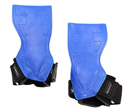 Lifting Grips PRO Weight Gloves Best Heavy Duty Straps Alternative to Power Hooks Deadlifts Adjustable Neoprene Padded Wrist Wrap (Blue Rubber, Small 5.0"-6.40" Wrist Size)
