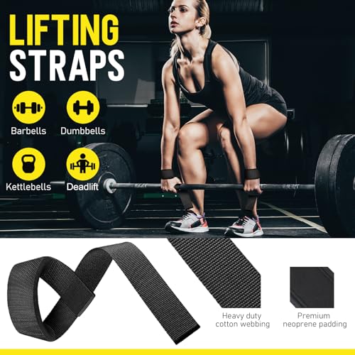 WALITO 8Pcs Barbell Pad Set for Hip Thrust - Squat Pad for Barbell Lunges, Bench Press, with 2 Gym Ankle Straps, 1 Resistance Bands for Working Out, 2 Lifting Strap, Carry Bag
