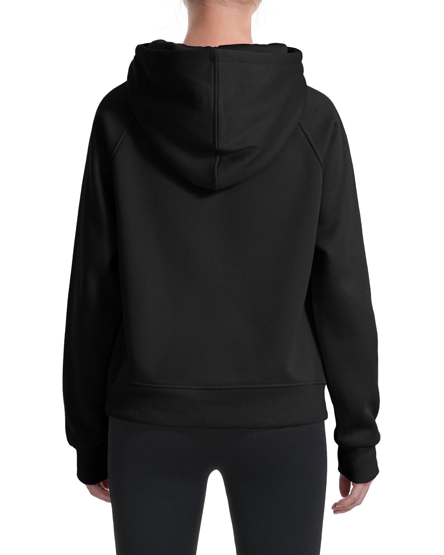 KEREDA Girls Half Zip Hoodies Fleece Pullover Sweatshirt Long Sleeve Winter Clothes Thumb Hole Black 9-10 Years